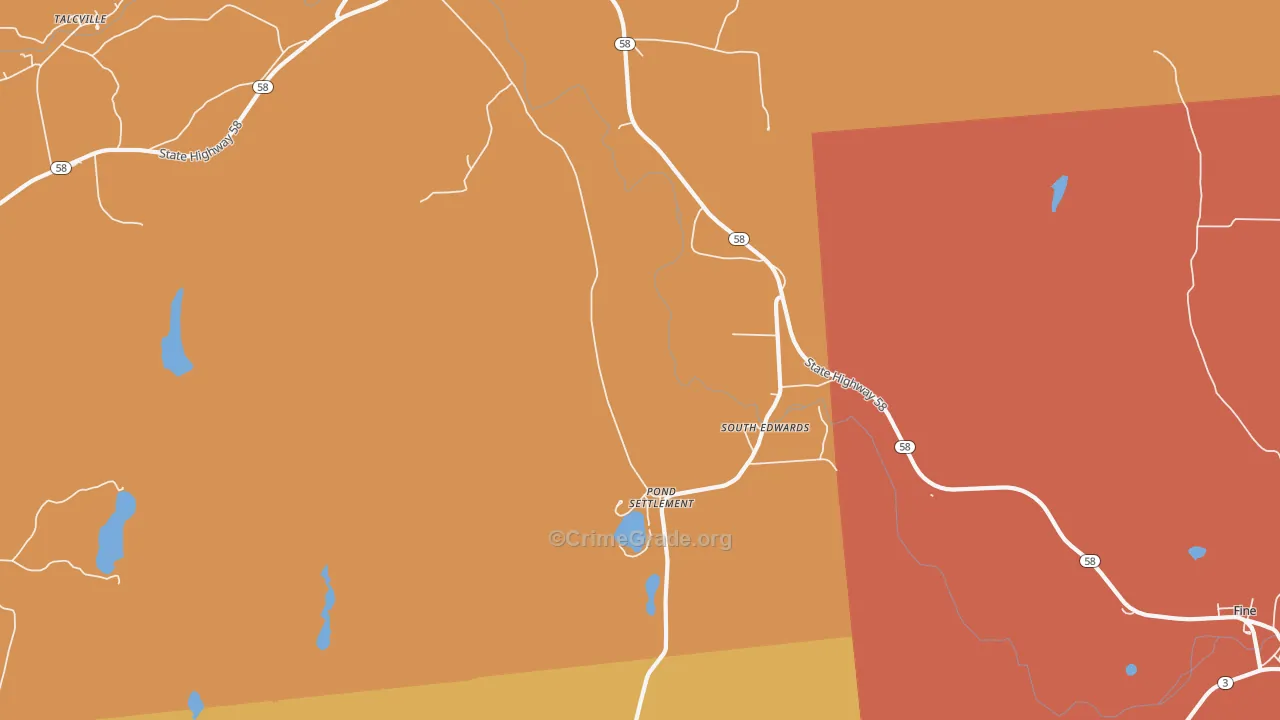 South Edwards, NY Map of Burglary Rates