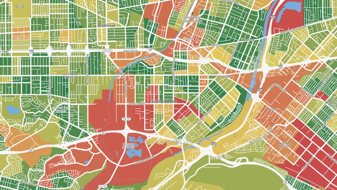 South El Monte, CA Map of Burglary Rates