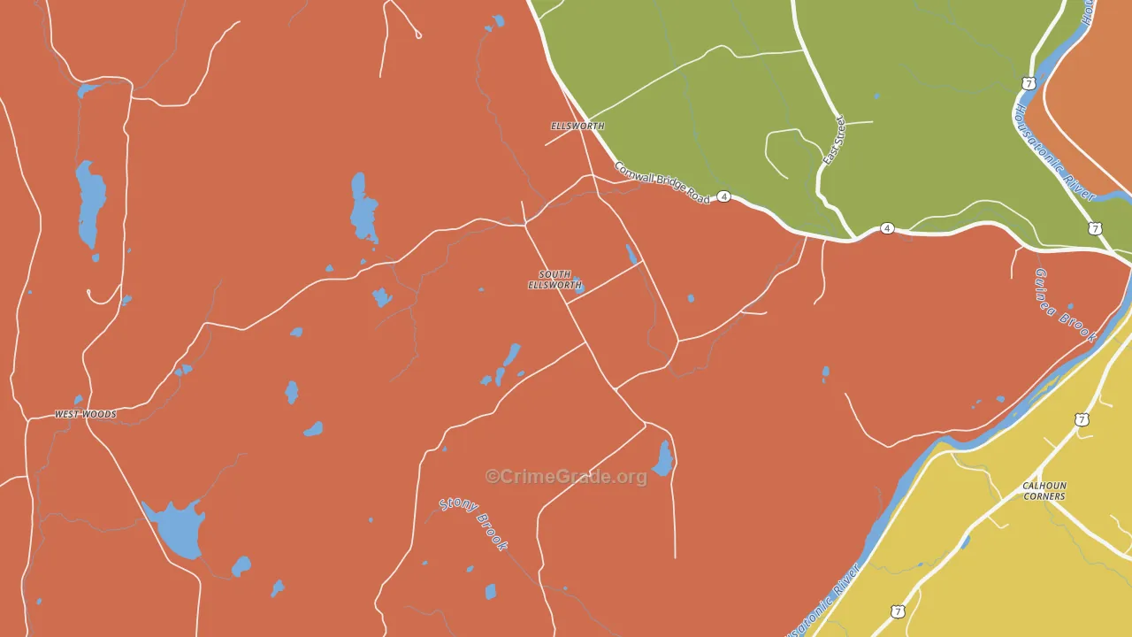 South Ellsworth, CT Map of Burglary Rates