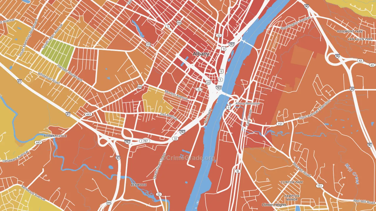 South End, Albany, NY Map of Burglary Rates