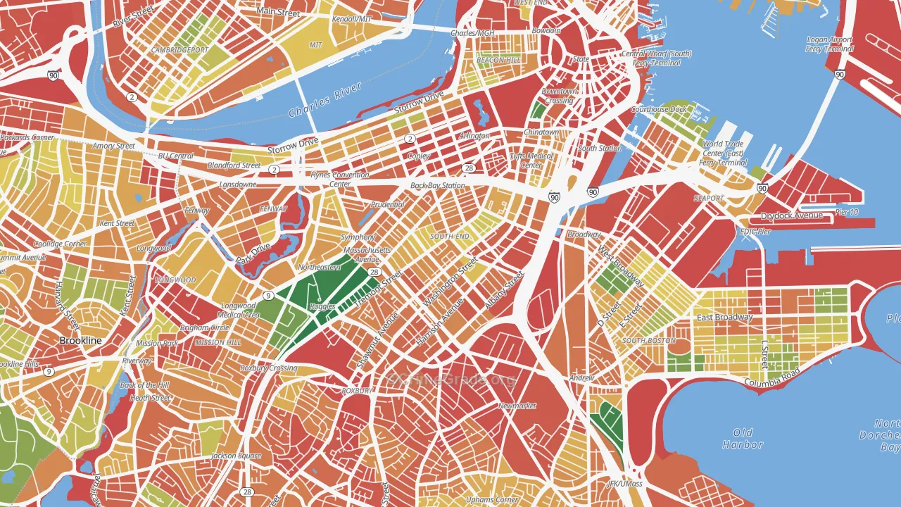 South End, Boston, MA Map of Burglary Rates