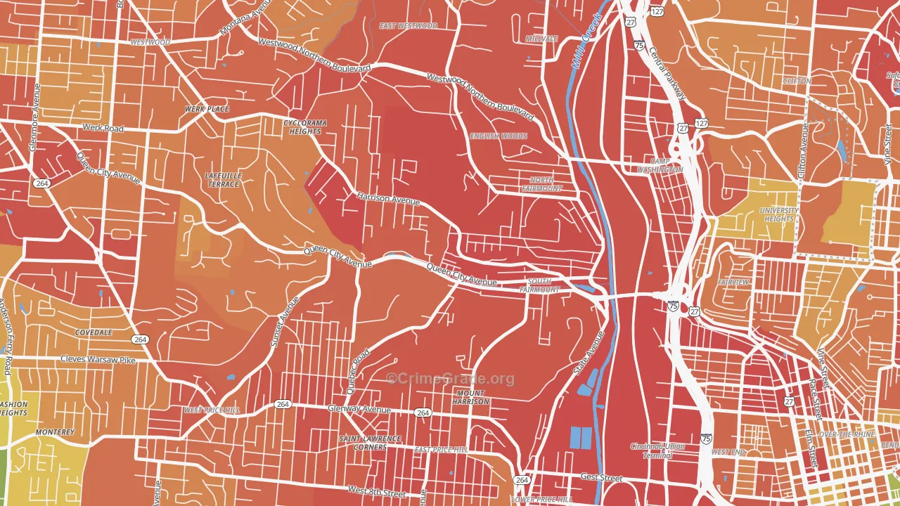 South Fairmount, Cincinnati, OH Map of Burglary Rates
