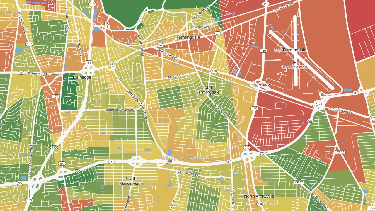 South Farmingdale, NY Map of Burglary Rates