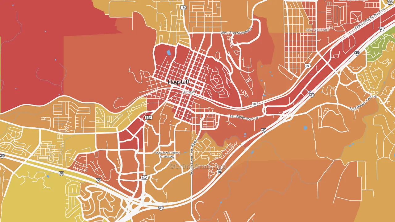 South Flagstaff, Flagstaff, AZ Map of Burglary Rates