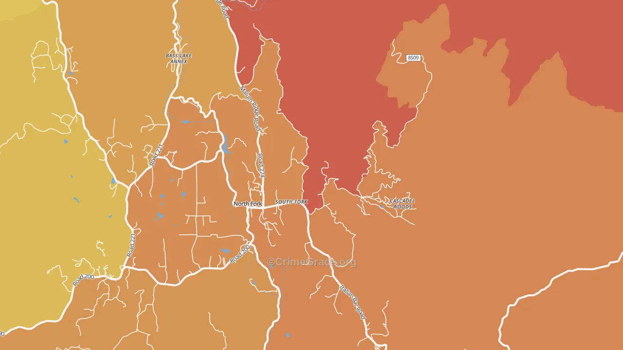 South Fork, CA Map of Burglary Rates