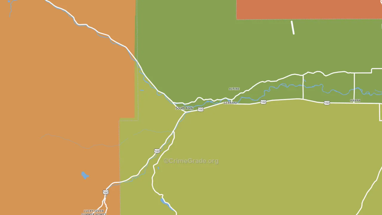 South Fork, CO Map of Burglary Rates