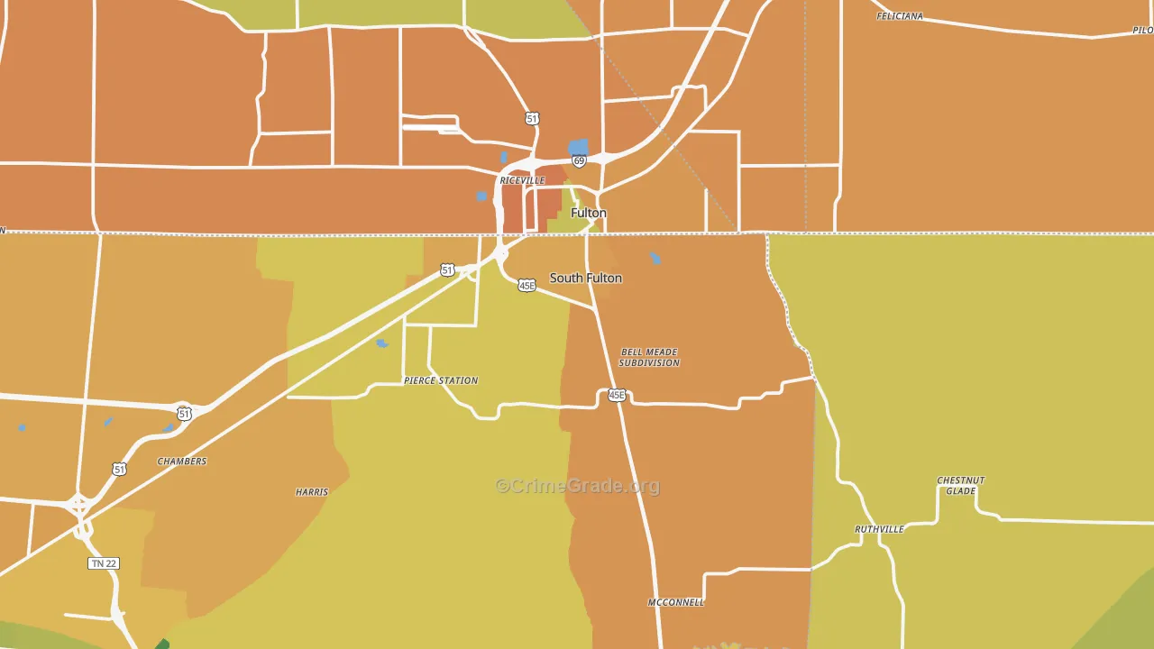 South Fulton, TN Map of Burglary Rates