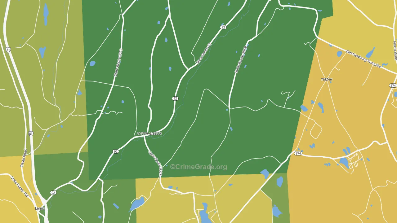 South Gibson, PA Map of Burglary Rates