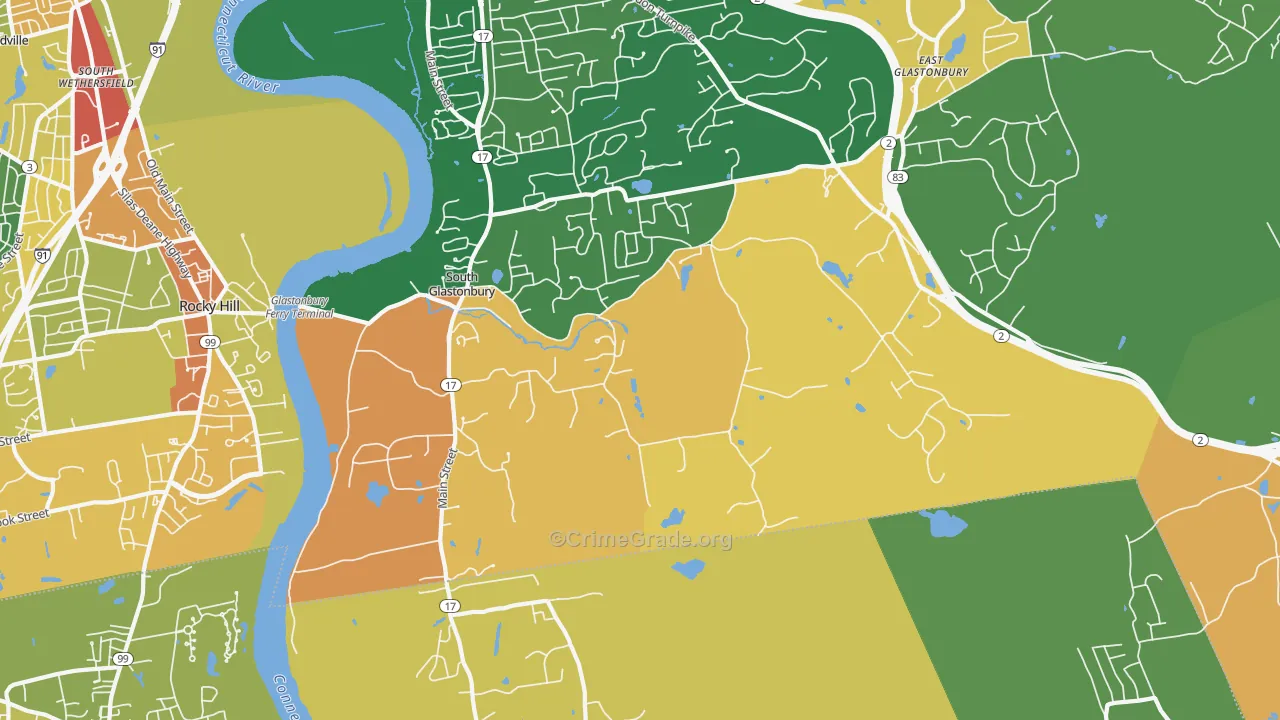 South Glastonbury, CT Map of Burglary Rates