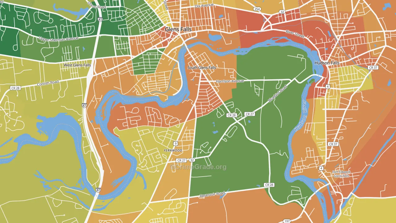 South Glens Falls, NY Map of Burglary Rates