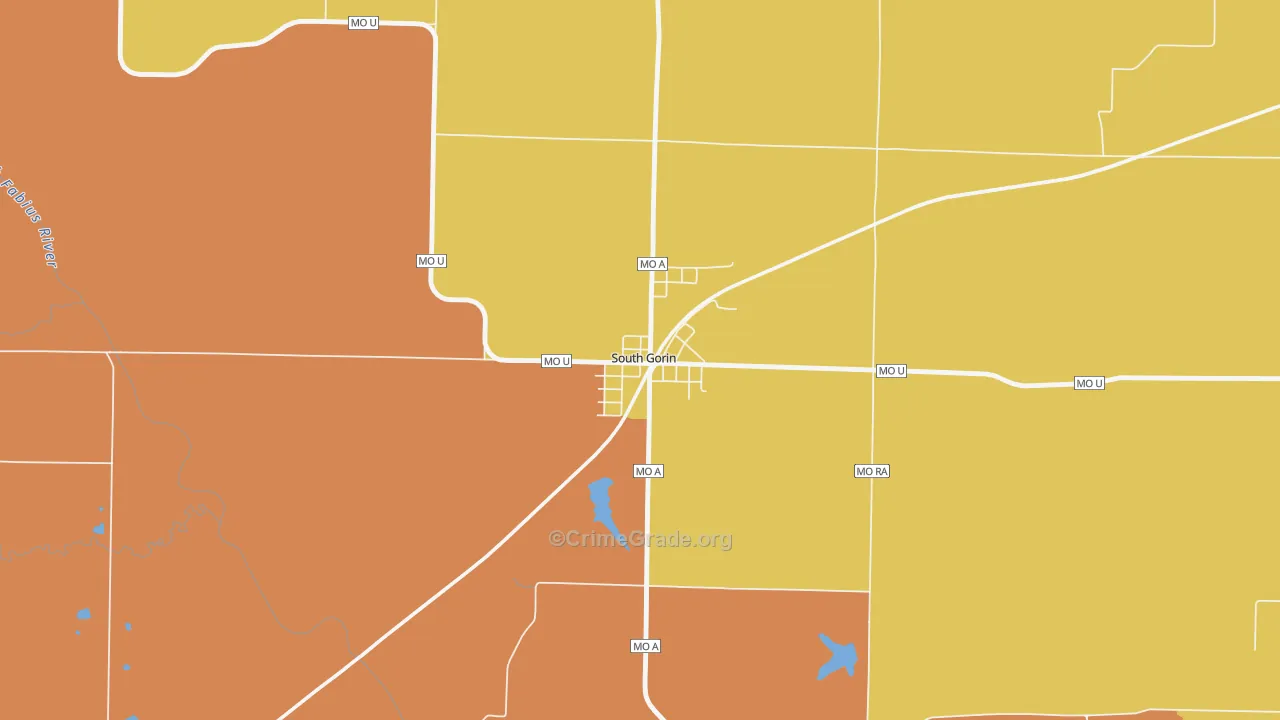 South Gorin, MO Map of Burglary Rates