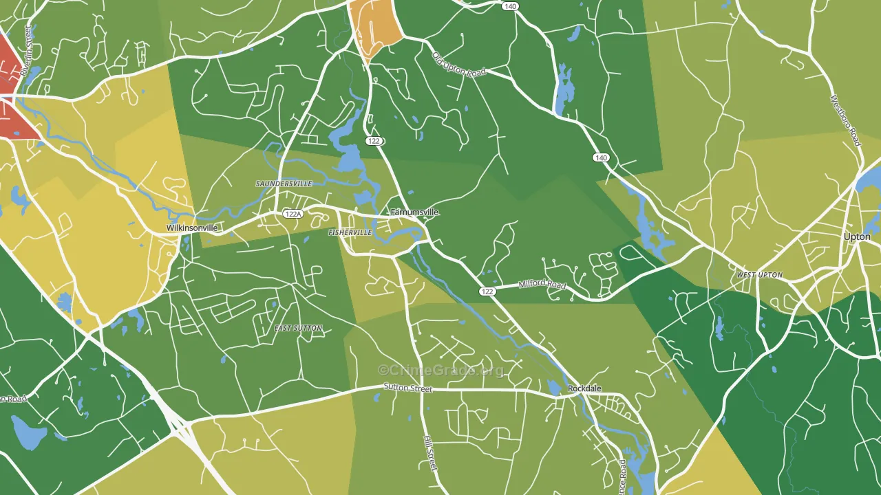 South Grafton, MA Map of Burglary Rates