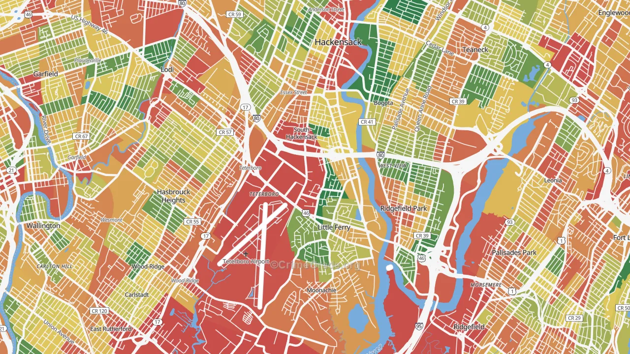 South Hackensack, NJ Map of Burglary Rates