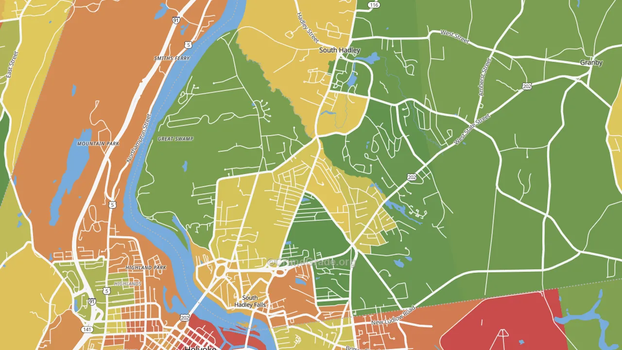 South Hadley, MA Map of Burglary Rates