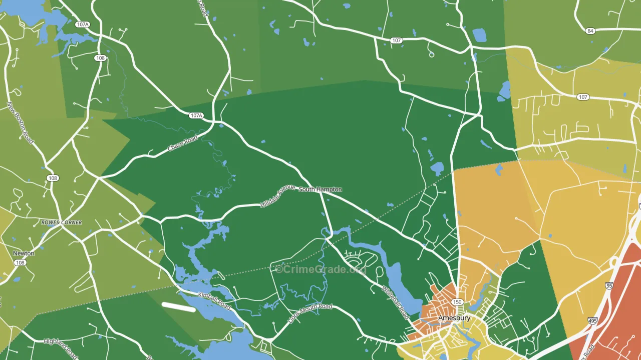 South Hampton, NH Map of Burglary Rates