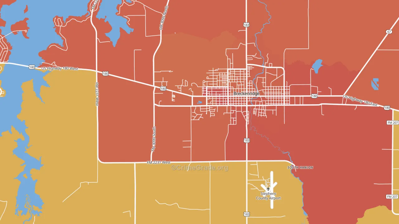 South Hanlon, TX Map of Burglary Rates