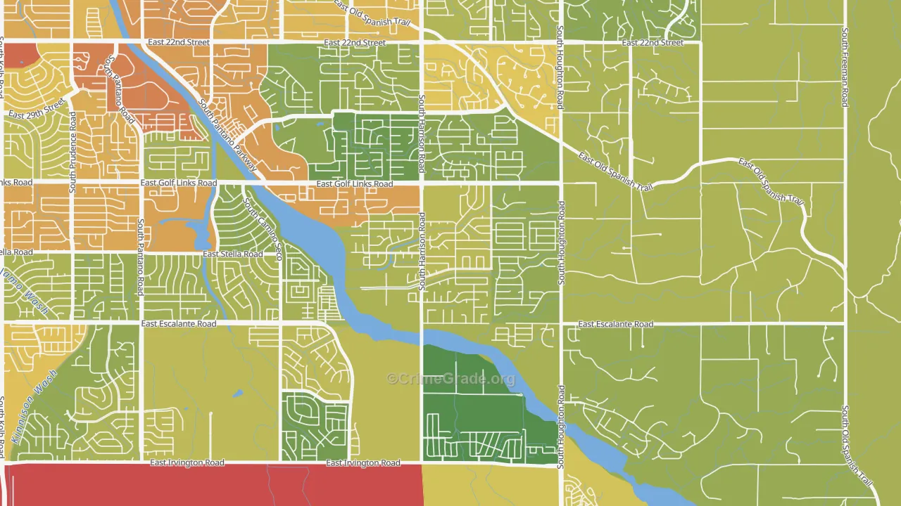 South Harrison, Tucson, AZ Map of Burglary Rates