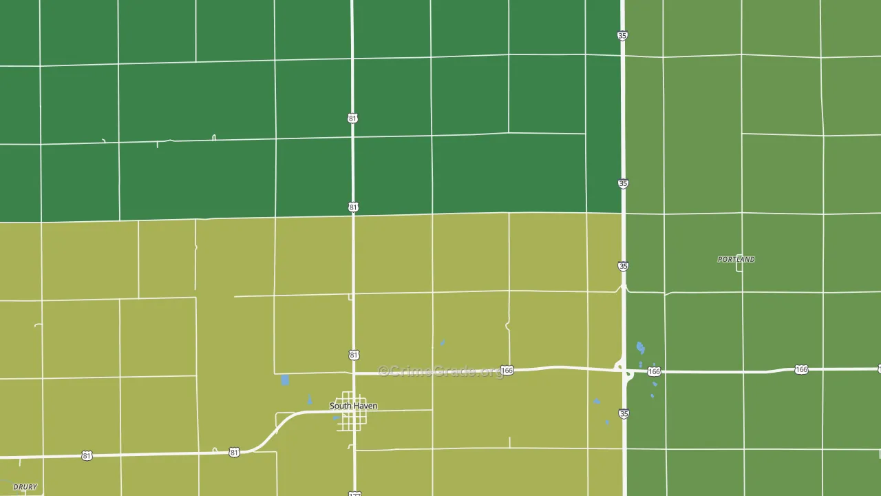 South Haven, KS Map of Burglary Rates