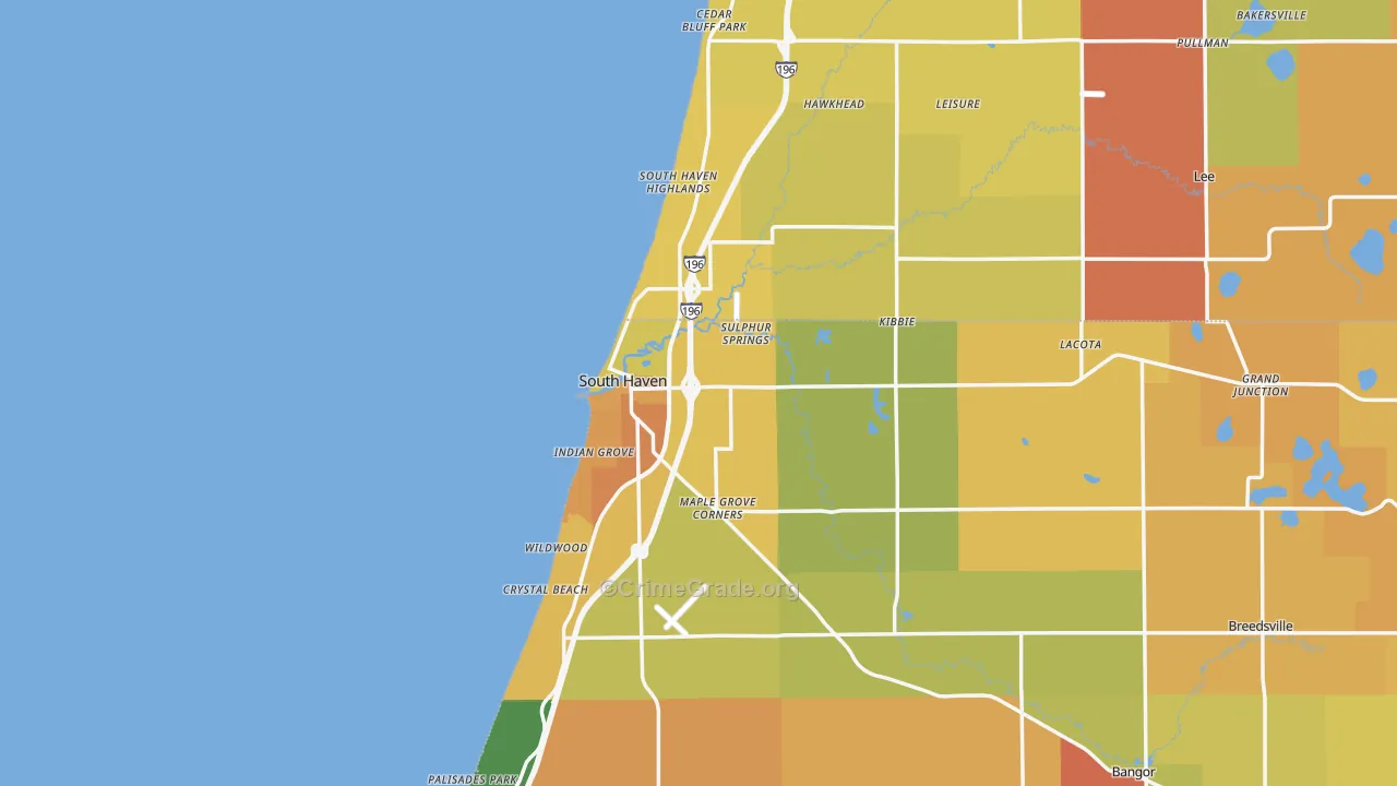 South Haven, MI Map of Burglary Rates