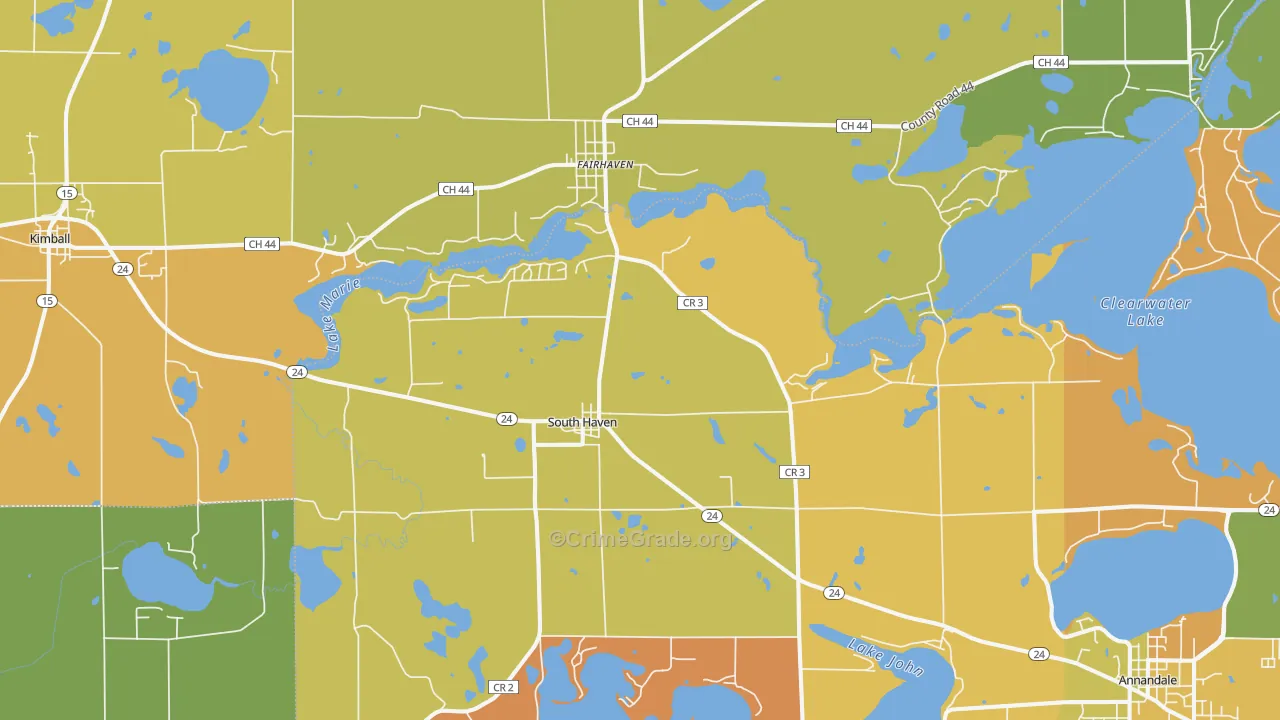 South Haven, MN Map of Burglary Rates