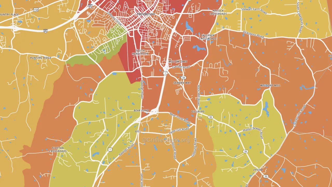 South Henderson, NC Map of Burglary Rates