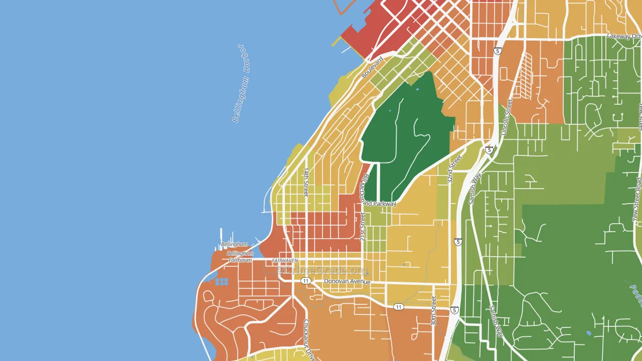 South Hill, Bellingham, WA Map of Burglary Rates