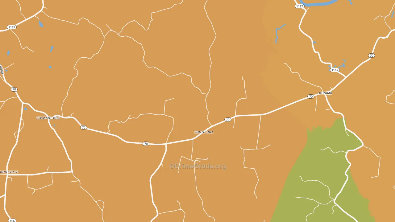 South Hill, KY Map of Burglary Rates
