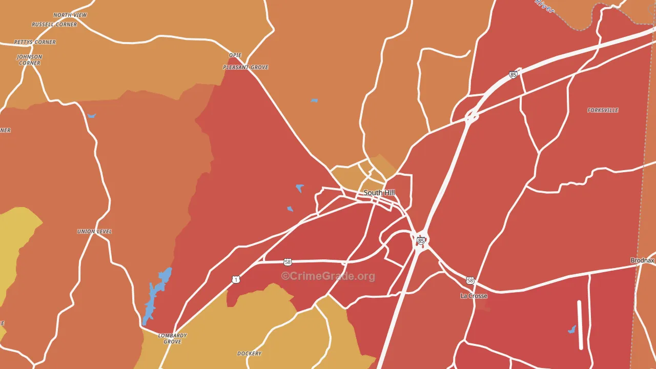 South Hill, VA Map of Burglary Rates