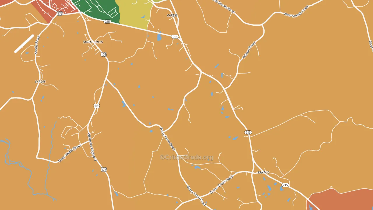 South Hills, SC Map of Burglary Rates
