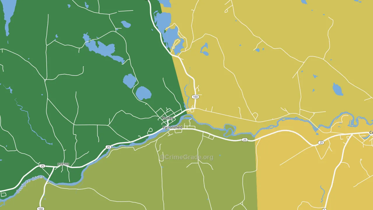 South Hiram, ME Map of Burglary Rates