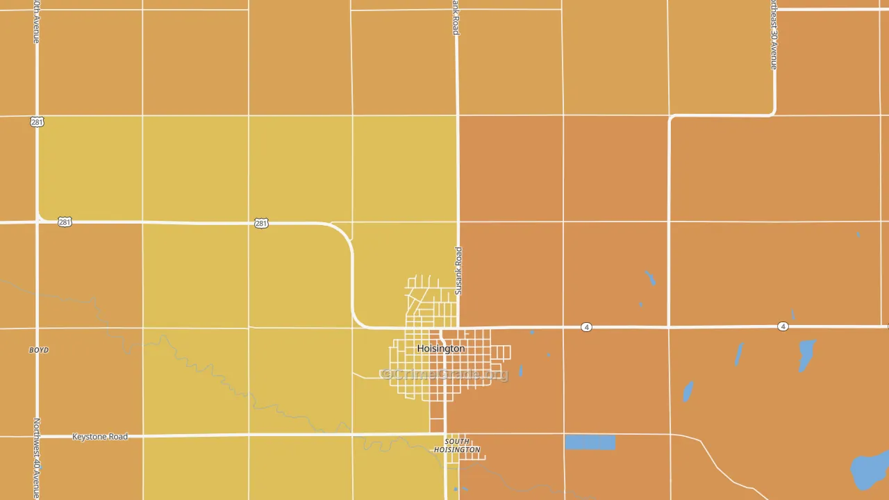 South Hoisington, KS Map of Burglary Rates