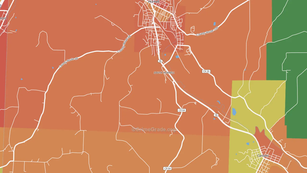 South Hornell, NY Map of Burglary Rates