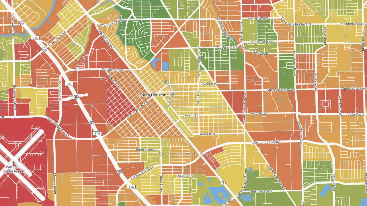 South Houston, TX Map of Burglary Rates