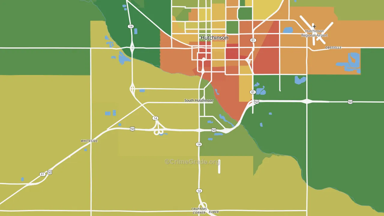 South Hutchinson, KS Map of Burglary Rates