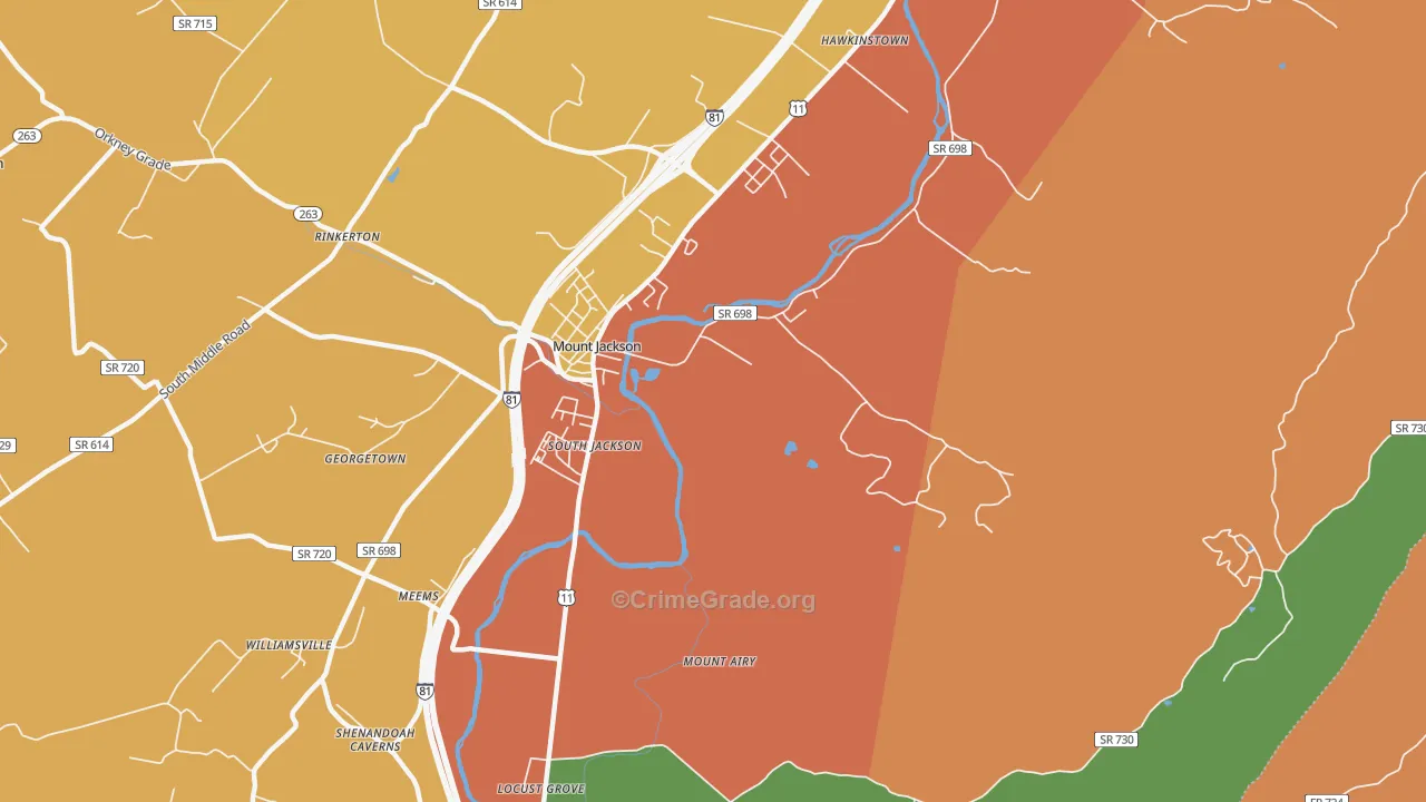 South Jackson, VA Map of Burglary Rates