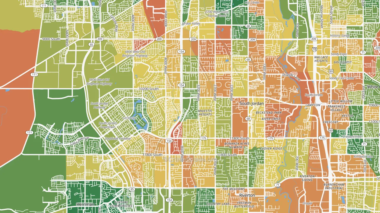 South Jordan, UT Map of Burglary Rates