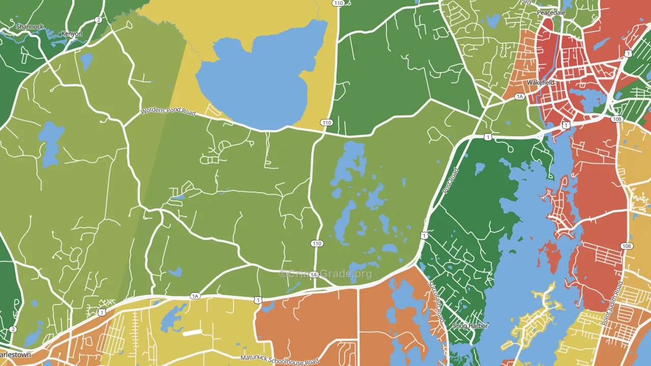 South Kingstown, RI Map of Burglary Rates