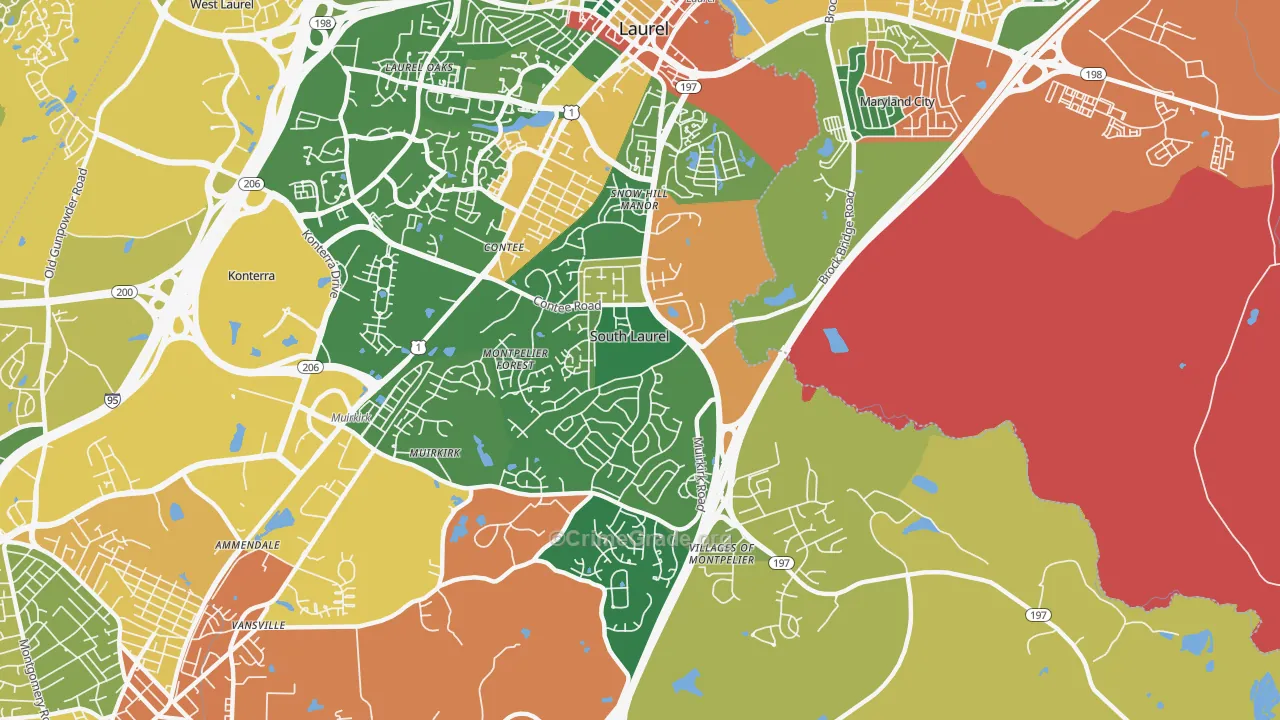 South Laurel, MD Map of Burglary Rates
