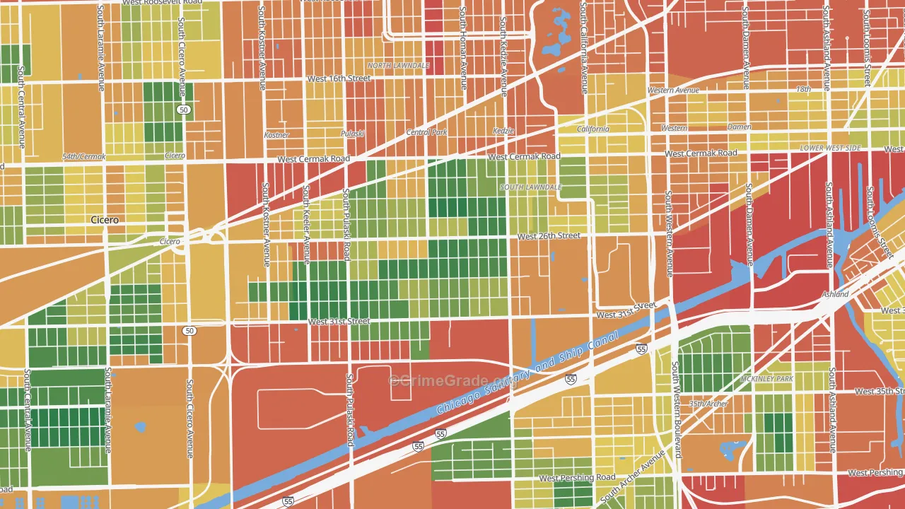 South Lawndale, Chicago, IL Map of Burglary Rates