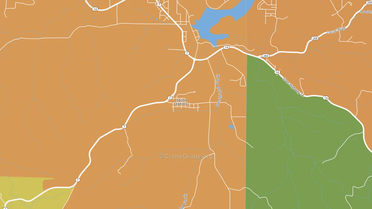 South Lead Hill, AR Map of Burglary Rates