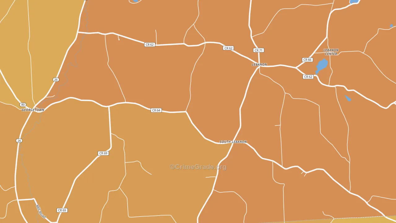 South Lebanon, NY Map of Burglary Rates