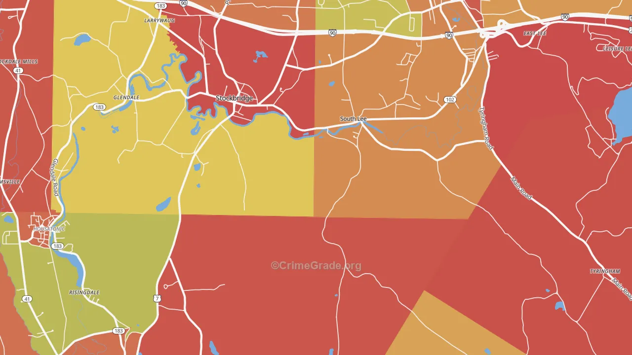 South Lee, MA Map of Burglary Rates