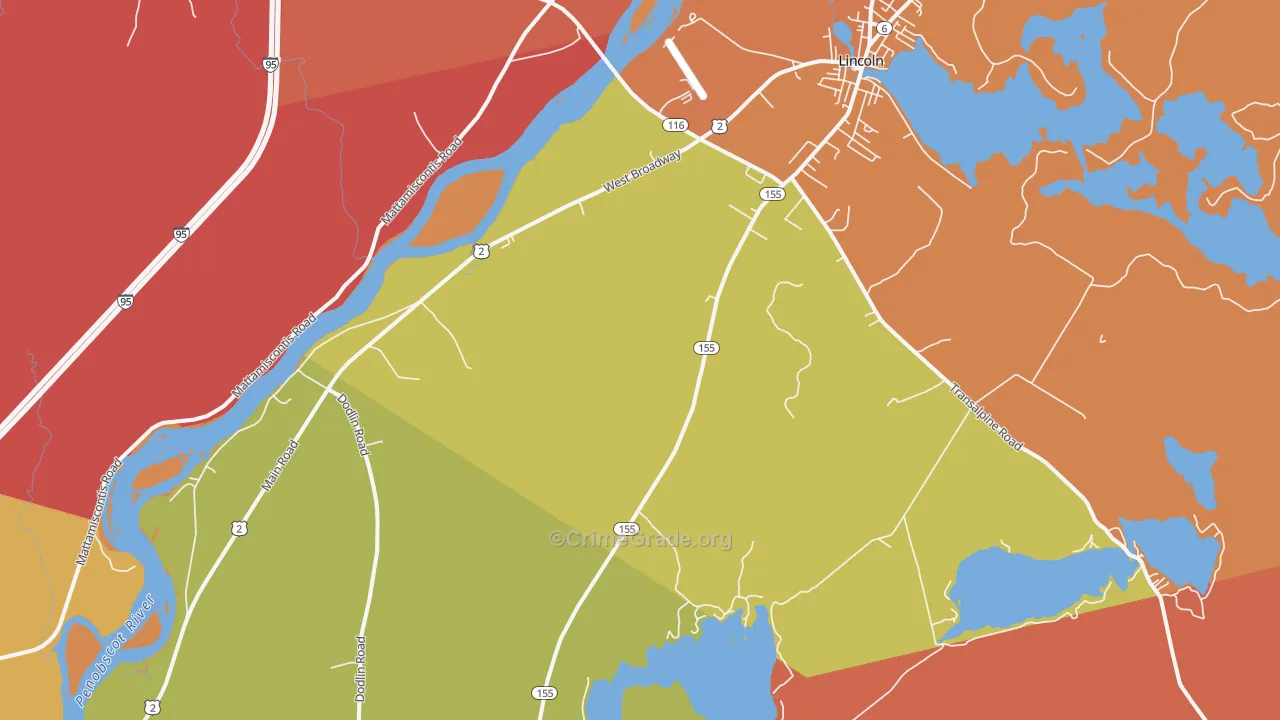 South Lincoln, ME Map of Burglary Rates
