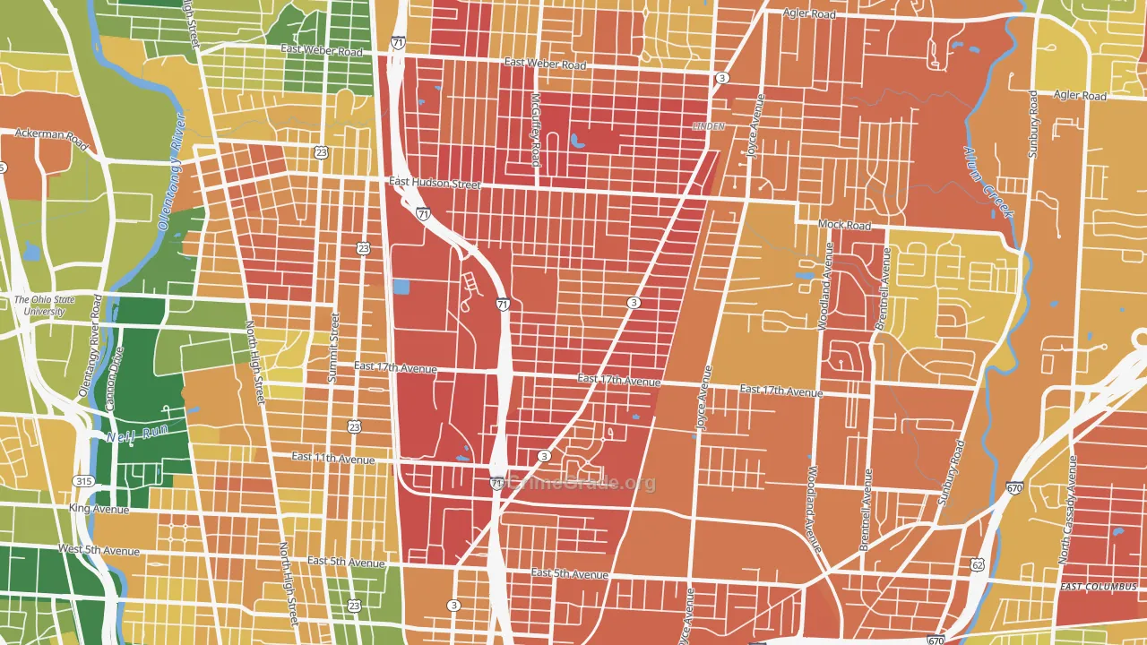 South Linden, Columbus, OH Map of Burglary Rates