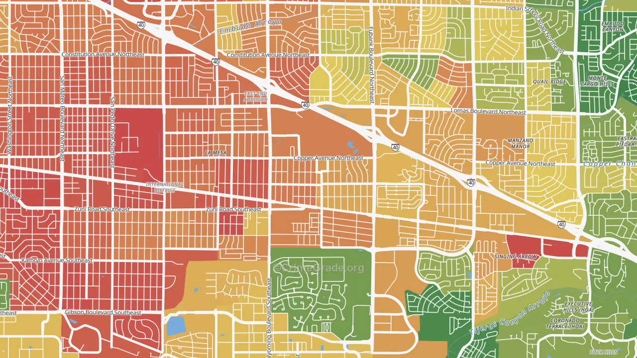 South Los Altos, Albuquerque, NM Map of Burglary Rates