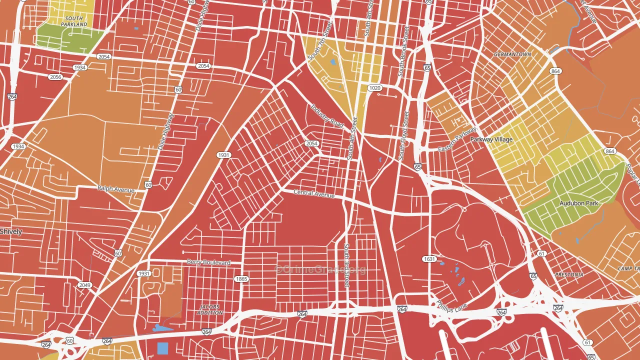 South Louisville, Louisville, KY Map of Burglary Rates