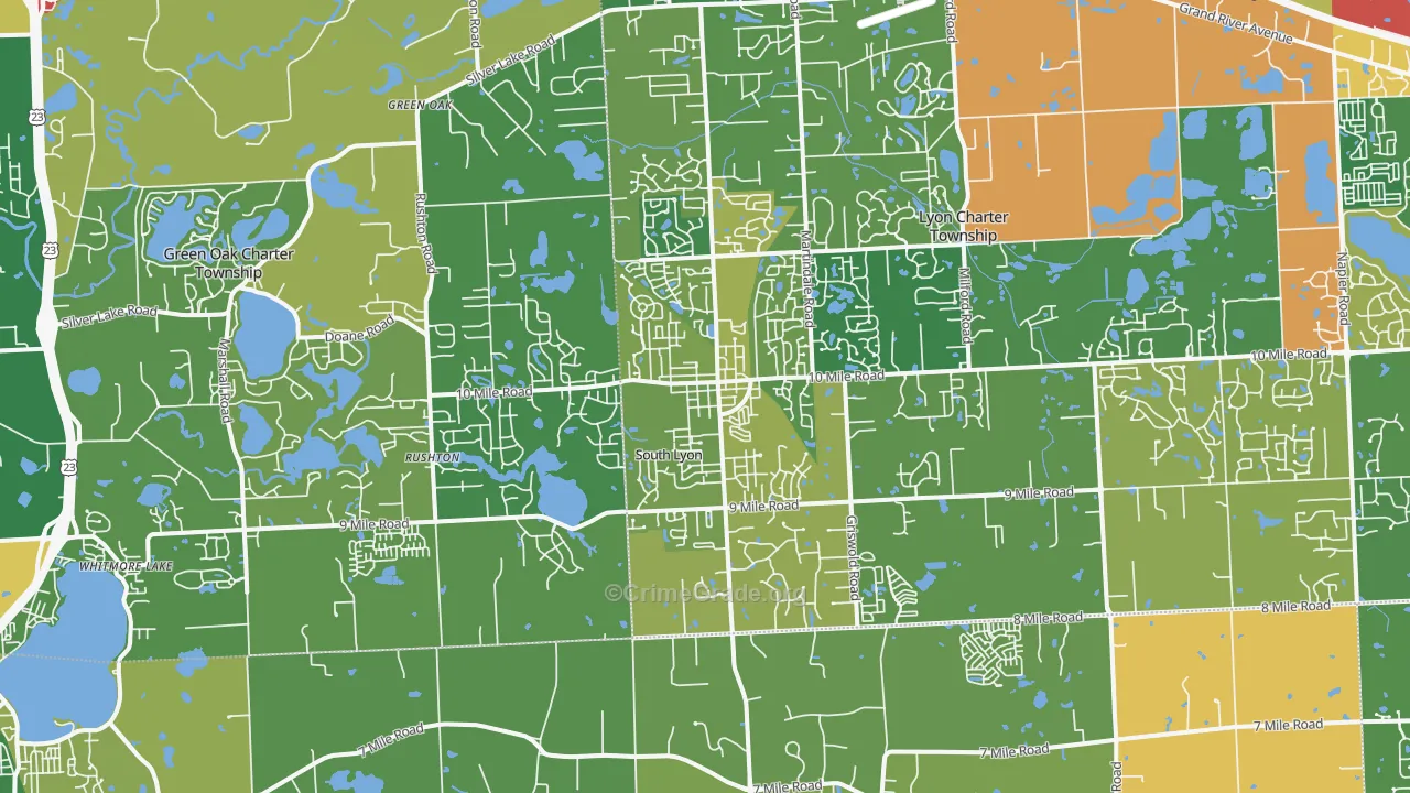 South Lyon, MI Map of Burglary Rates
