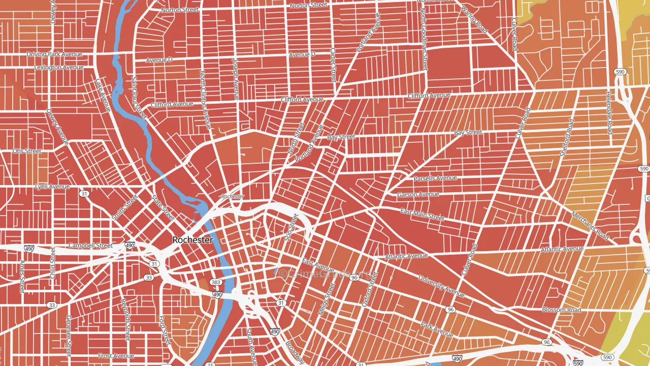 South Marketview Heights, Rochester, NY Map of Burglary Rates