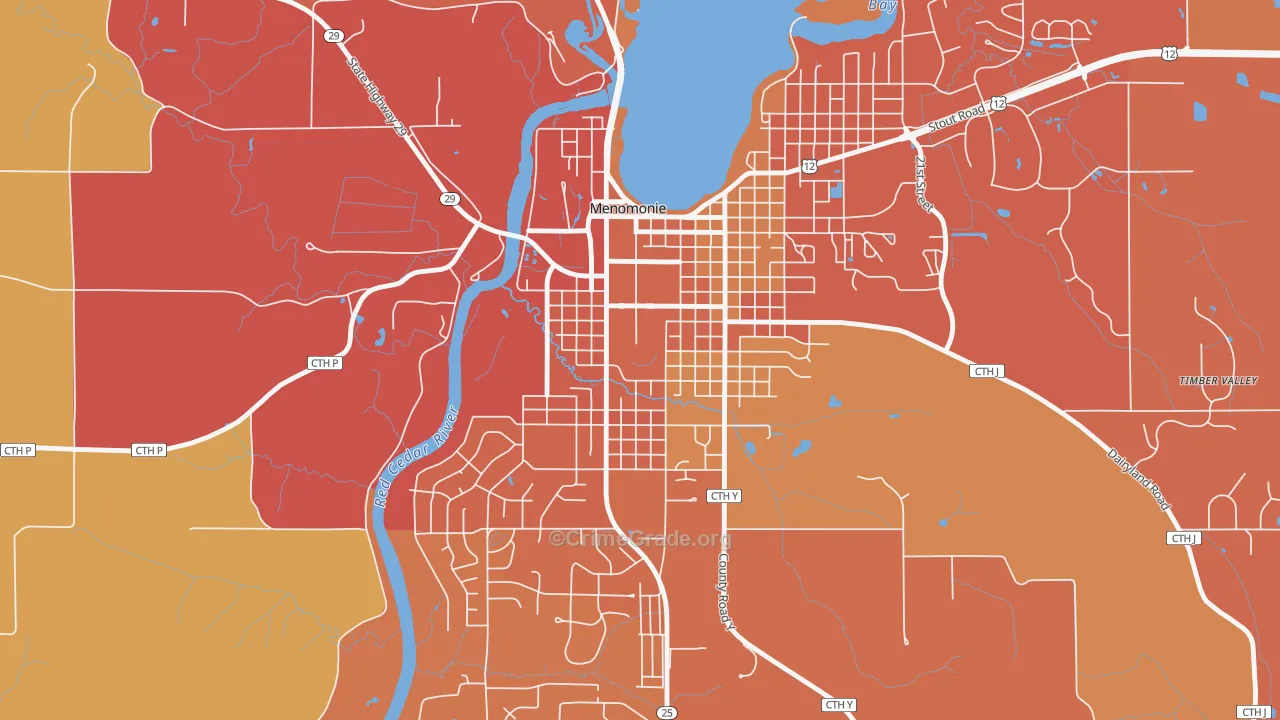 South Menomonie, Menomonie, WI Map of Burglary Rates
