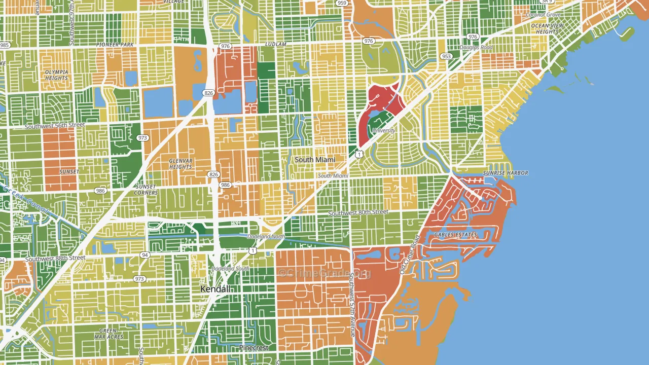 South Miami, FL Map of Burglary Rates